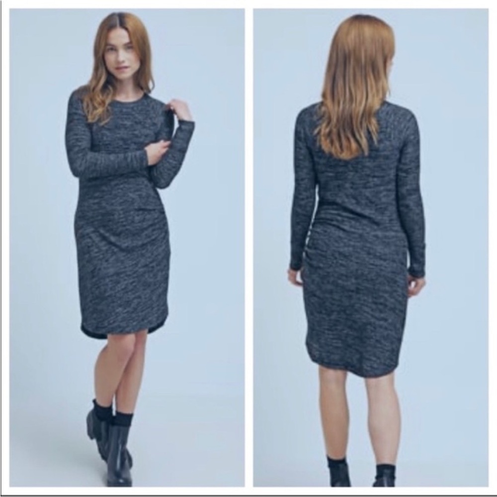 Banana Republic Snitty Dress Gray Knit Ruched Sz Lg  NWT -flattering cut​ 🩶☀️​​
